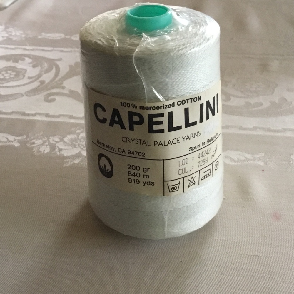 Capellini Mercerized Cotton, Mint, made in Belgium imported by Crystal Palace.